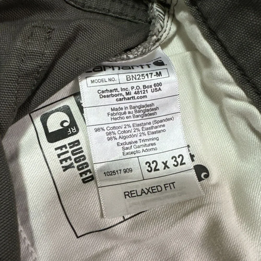 Carhartt Mens 32x32 Brown Work Pants Relaxed Fit Canvas Stretch Utility Durable